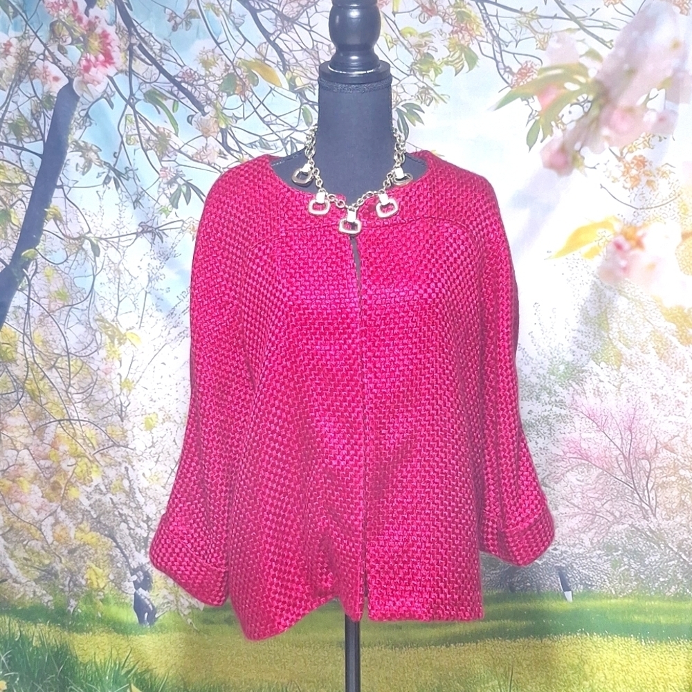 Chico's size 3 cranberry color fancy jacket